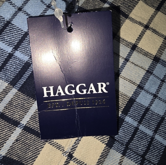 NWT Haggar Men's Long Sleeve Plaid Button down Shirt - Picture 4 of 7